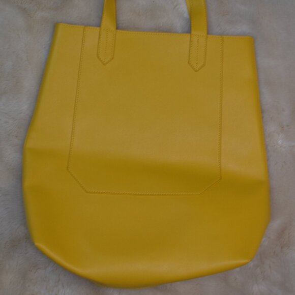 Saks Yellow Faux Leather Tote Shoulder Bag Large Purse Handbag - Picture 14 of 14
